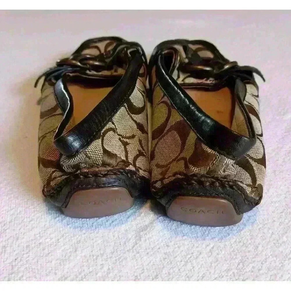 Coach Brown Leather Loafer Shoes Size 6.5 Avril Signature Logo Driving Monogram - Picture 2 of 9